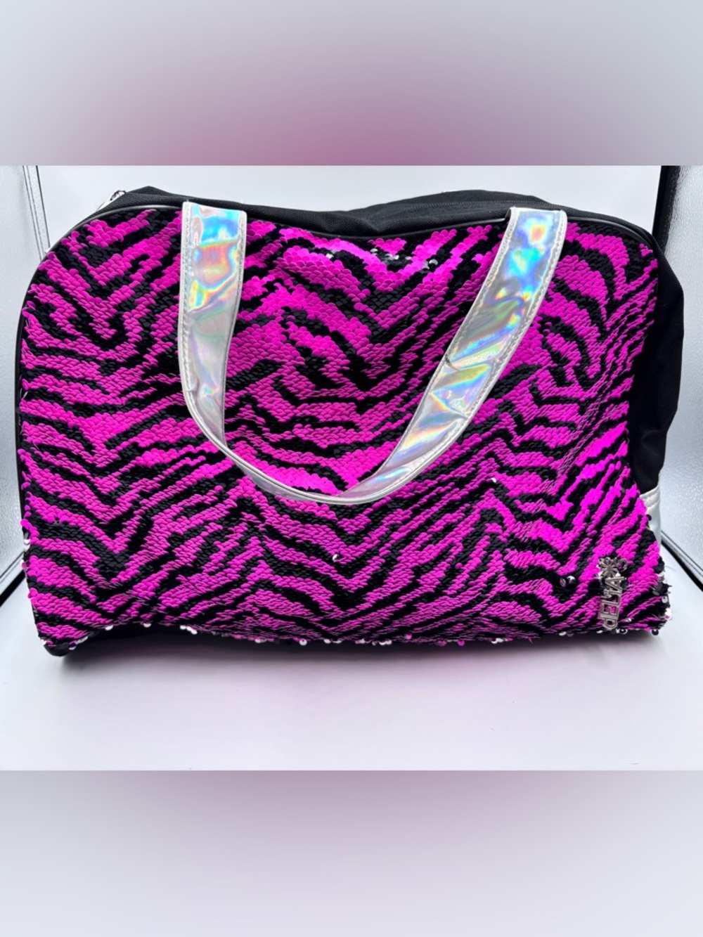 Y2K Delias Zebra Print Sequin Weekend Bag